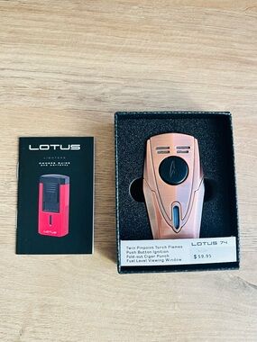 Lotus 74 Twin Torch Cigar Lighter in Brushed Copper